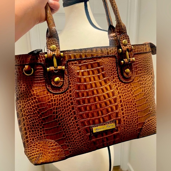 💥⭐️ VINTAGE ETIENNE AIGNER  🔥Quality Leather Brown Crocodile Satchel 🔥 - Picture 3 of 12